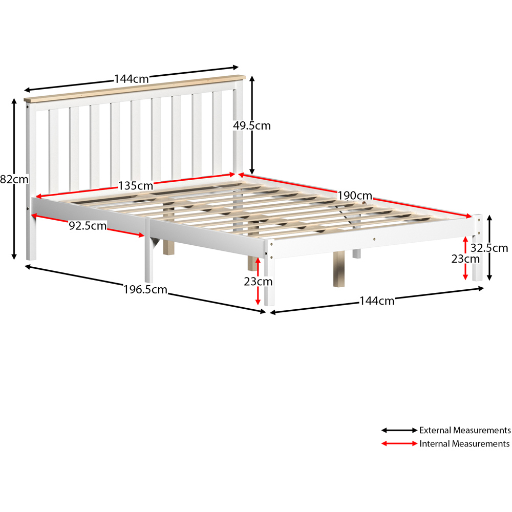 Vida Designs Milan Double White and Pine Low Foot Wooden Bed Frame Image 8