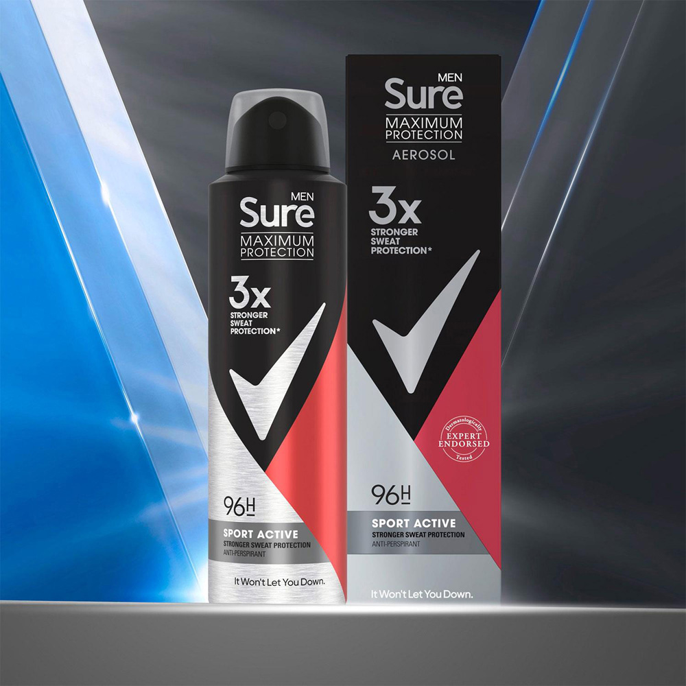 Sure Men 96H Protection Anti-Perspirant Sport Active Deodorant 150ml 12 Pack Image 5