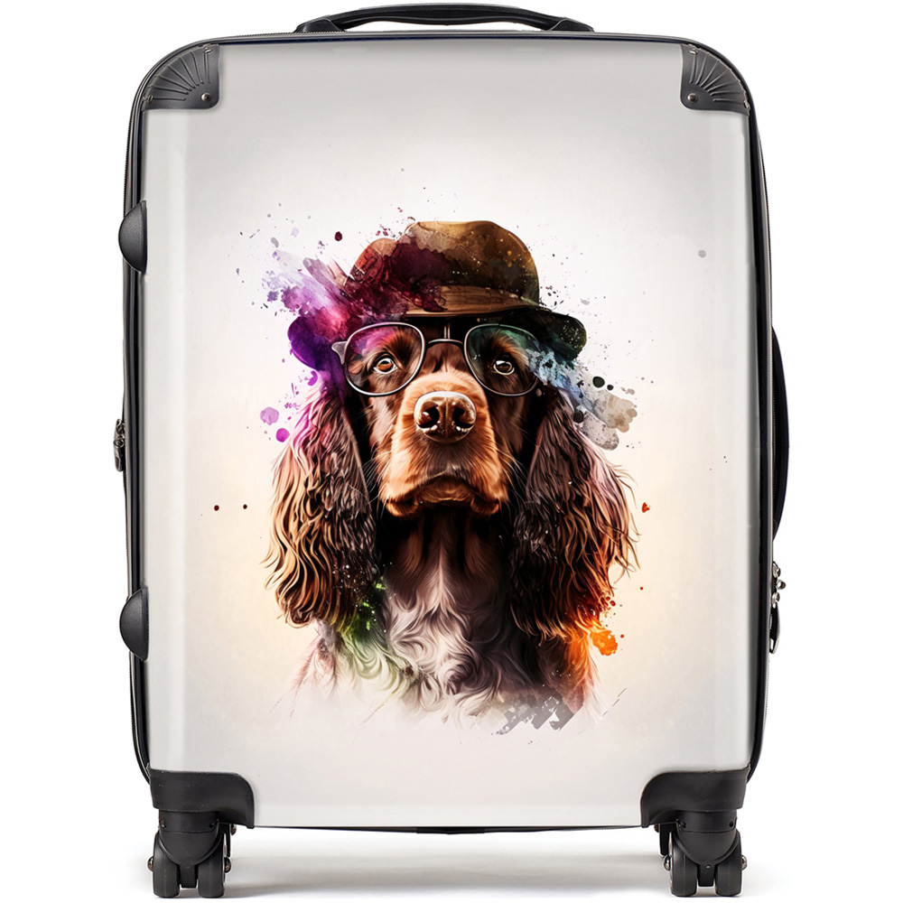 Warren Reed Designer Large Splashart English Cocker Spaniel with Glasses Suitcase Image 1