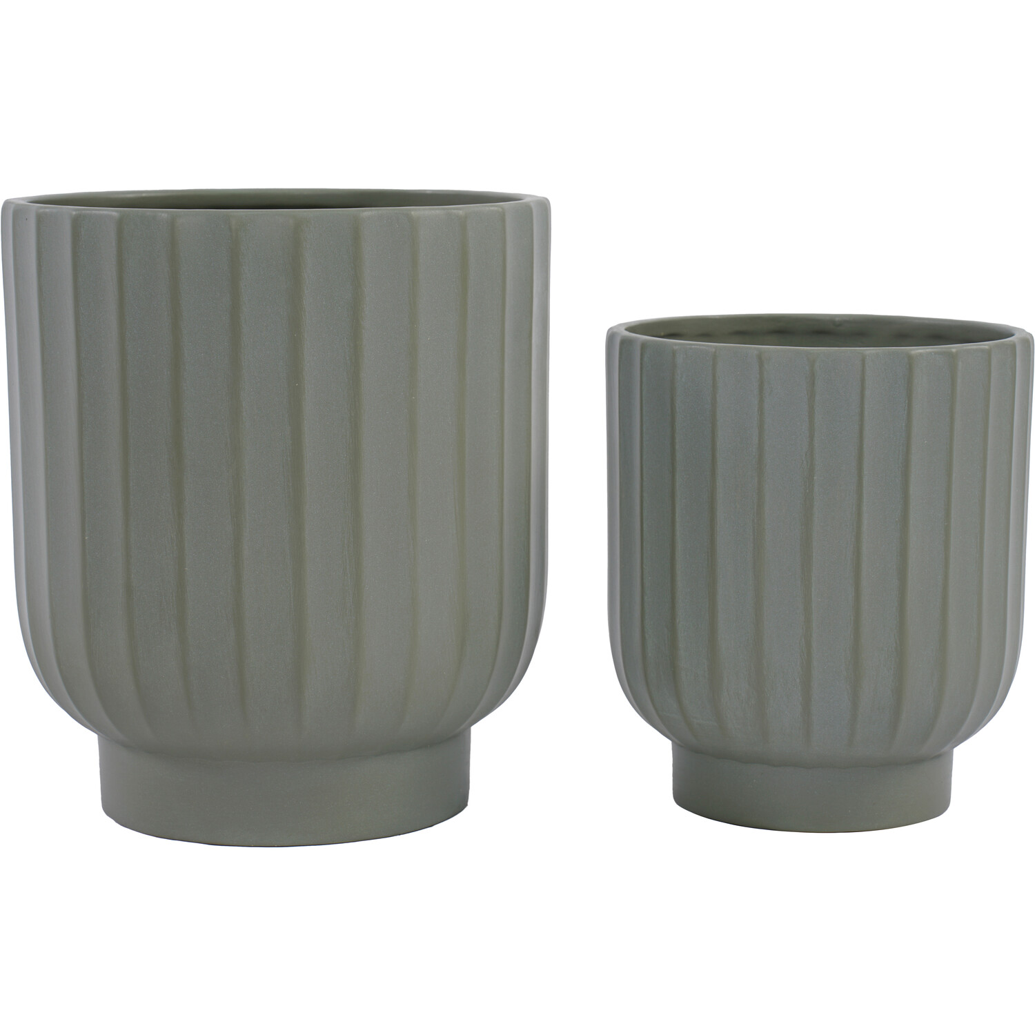 Vertical Ribbed Pot Antique Green 13.5cm Image 2