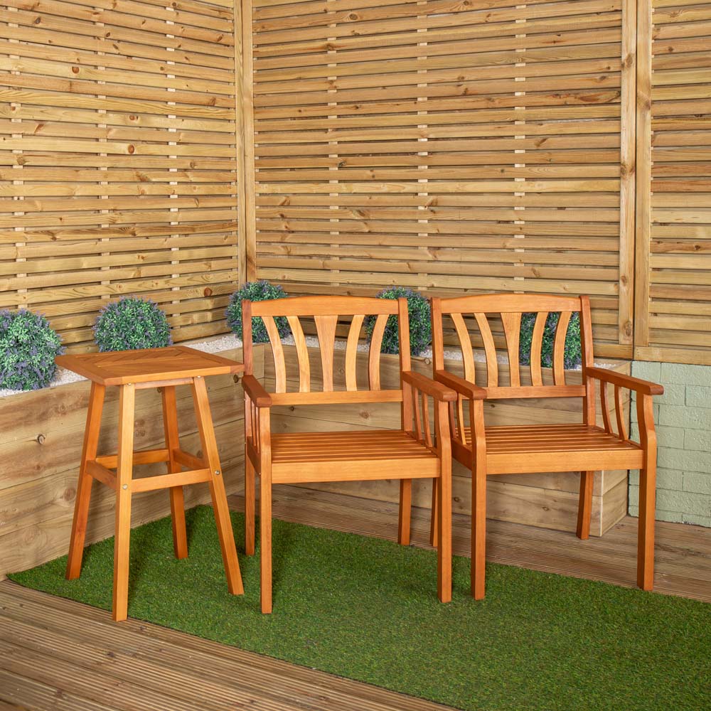 Samuel Alexander 2 Seater Wooden Garden Slatted Table and Chair Set Image 8