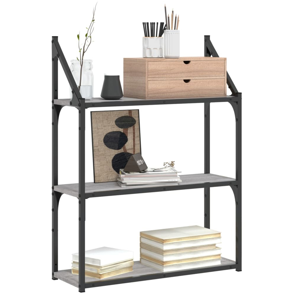 vidaXL 60 x 21 x 78.5cm 3-Tier Grey Wall Shelf Image 3