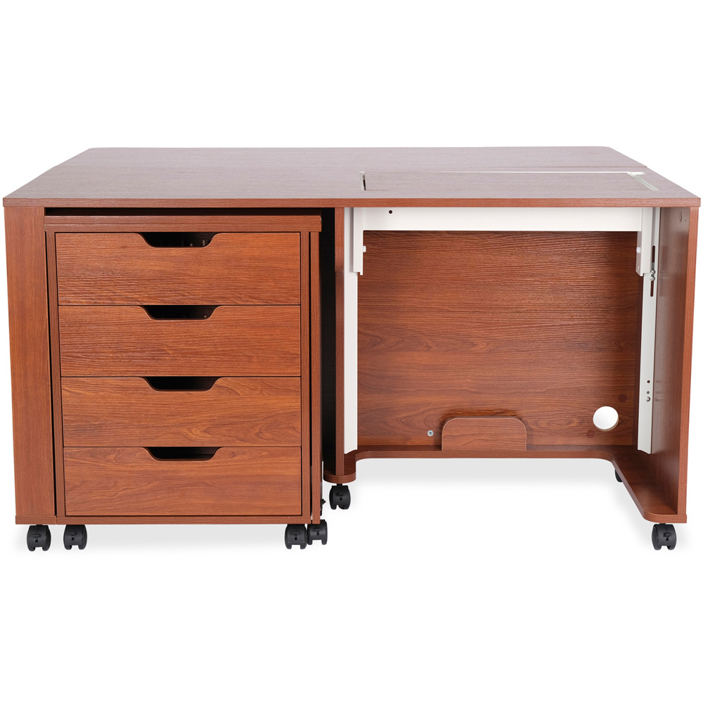 Arrow Cabinets Laverne and Shirley 455 4 Drawer Teak Fold-Away Sewing Cabinet Image 3