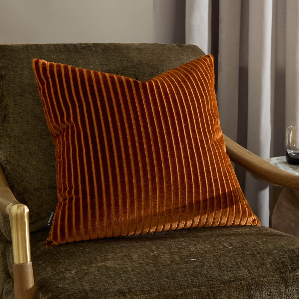 Paoletti Savoy Brick Stripe Velvet Reversible Cushion 50 x 50cm Image 2