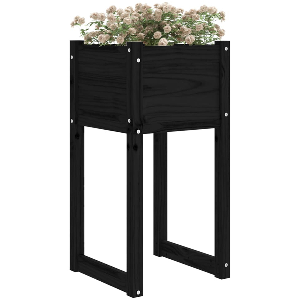vidaXL Black Solid Pine Wood Garden Planter 81 x 40 x 40cm 2 Pack Image 2