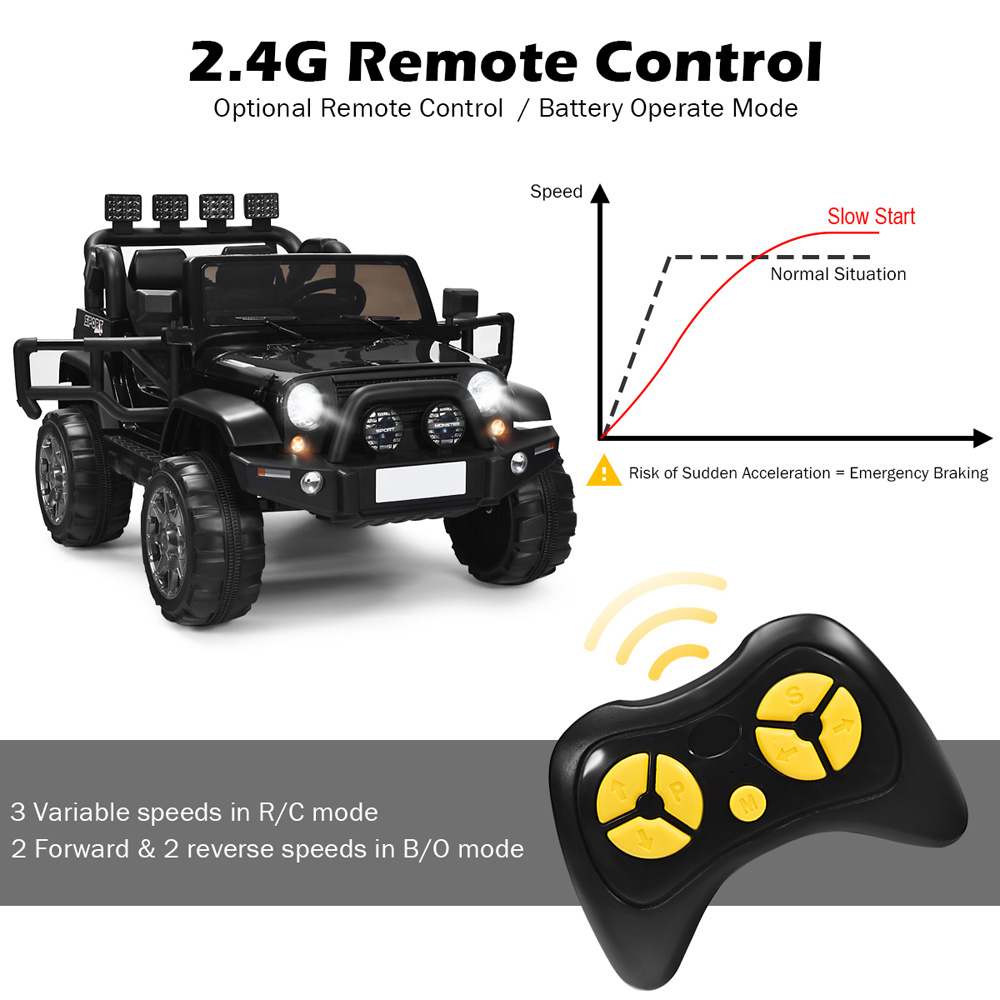 Costway Black Electric Kids Ride On Truck with Remote Control 12V Image 8