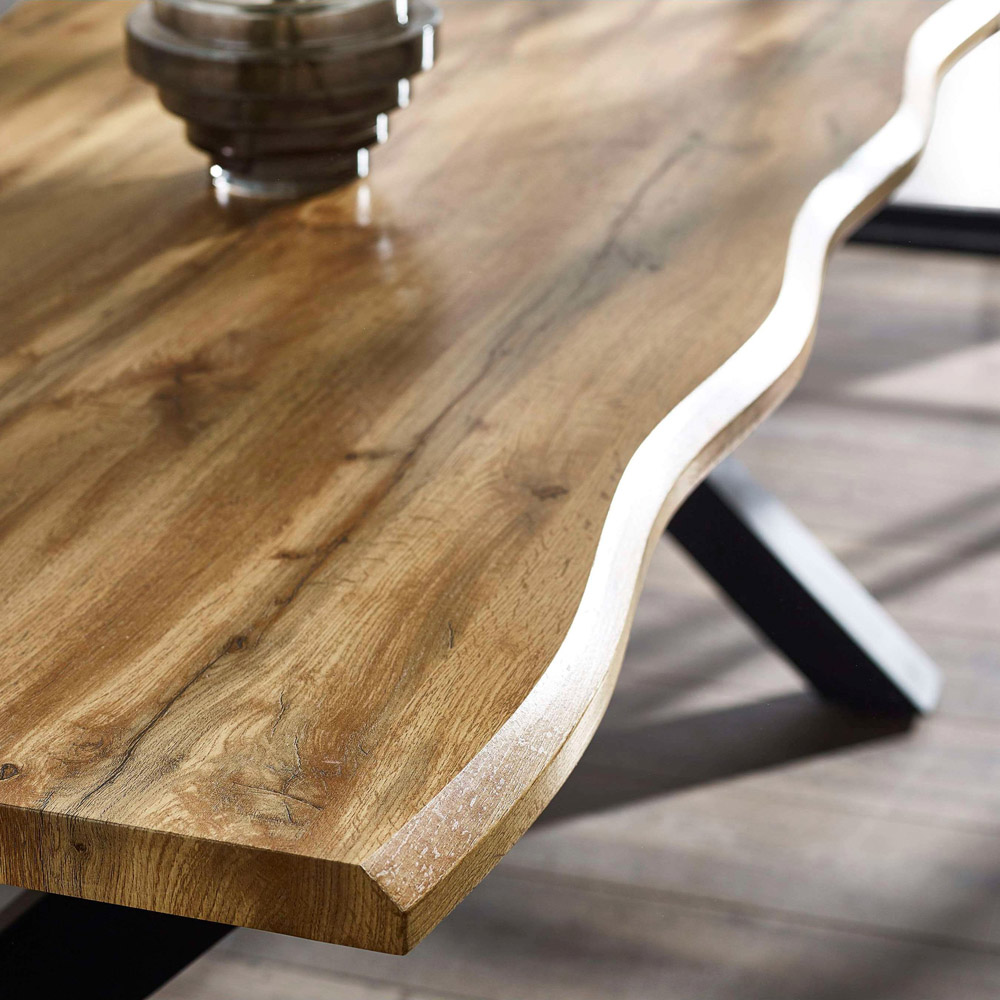 Julian Bowen Harvey 4 Seater Oak Effect Waved Edge Dining Table Image 7