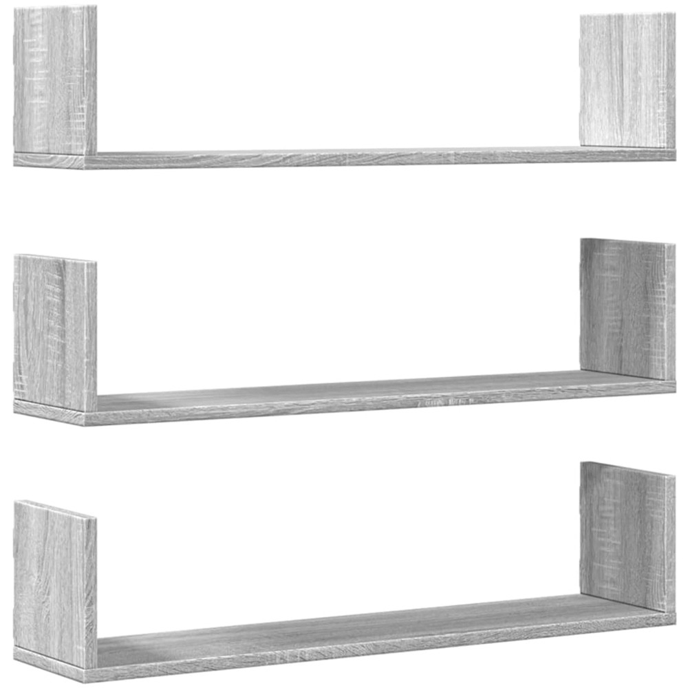 vidaXL 80 x 18 x 18cm Set of 3 Grey Sonoma Wall Shelf Image 1