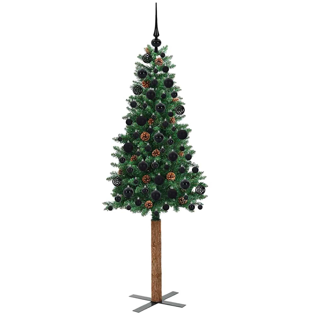 vidaXL Green Artificial Christmas Tree with Pinecones LEDs Black Decoration Ornaments 6ft Image 4