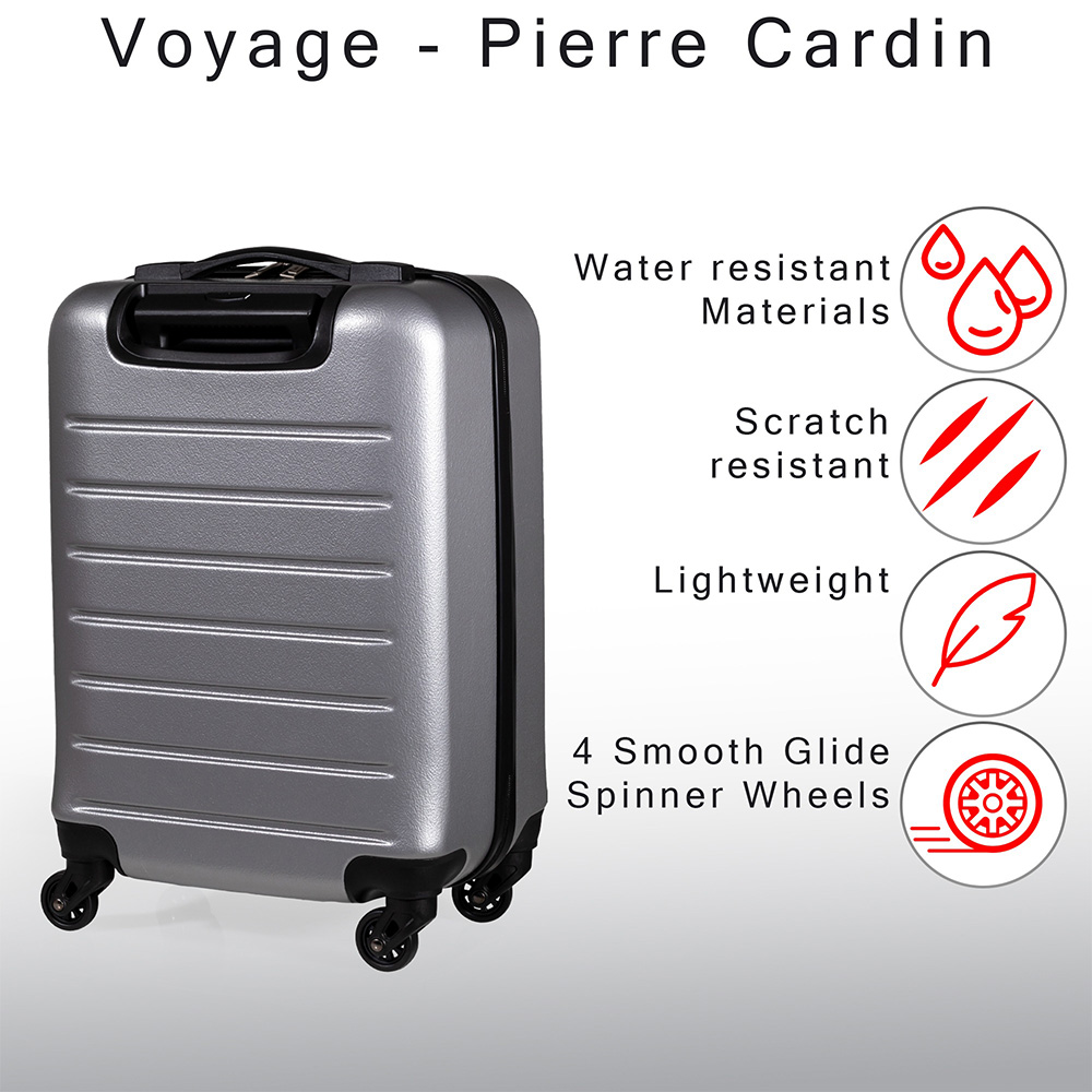 Pierre Cardin Set of 2 Grey Lightweight Hard Shell Trolley Suitcase and Mini Vanity Case Set Image 9