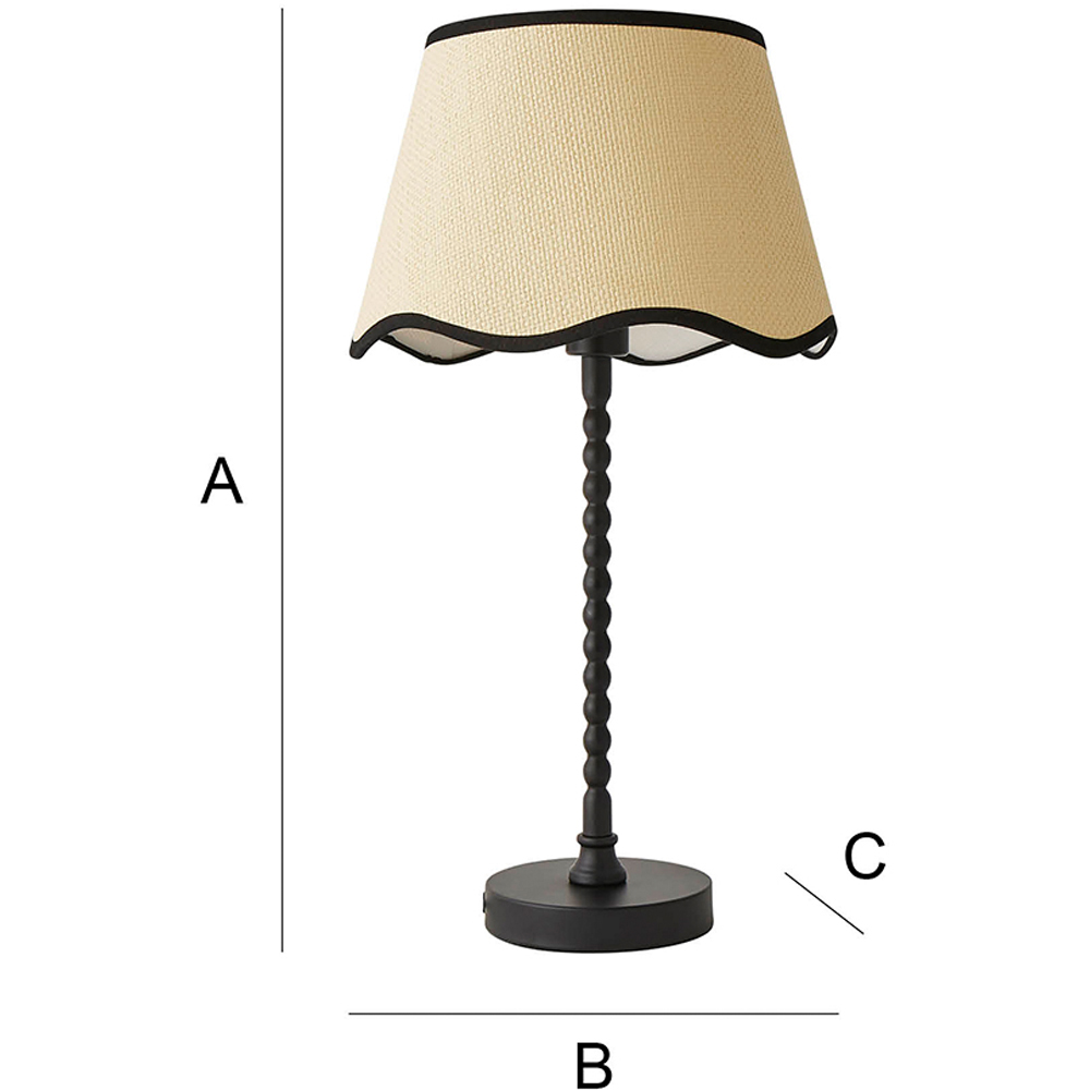 ValueLights Maeve Scallop Black Trim Drum Shade Bobbin Table Lamp and LED Bulb Image 7