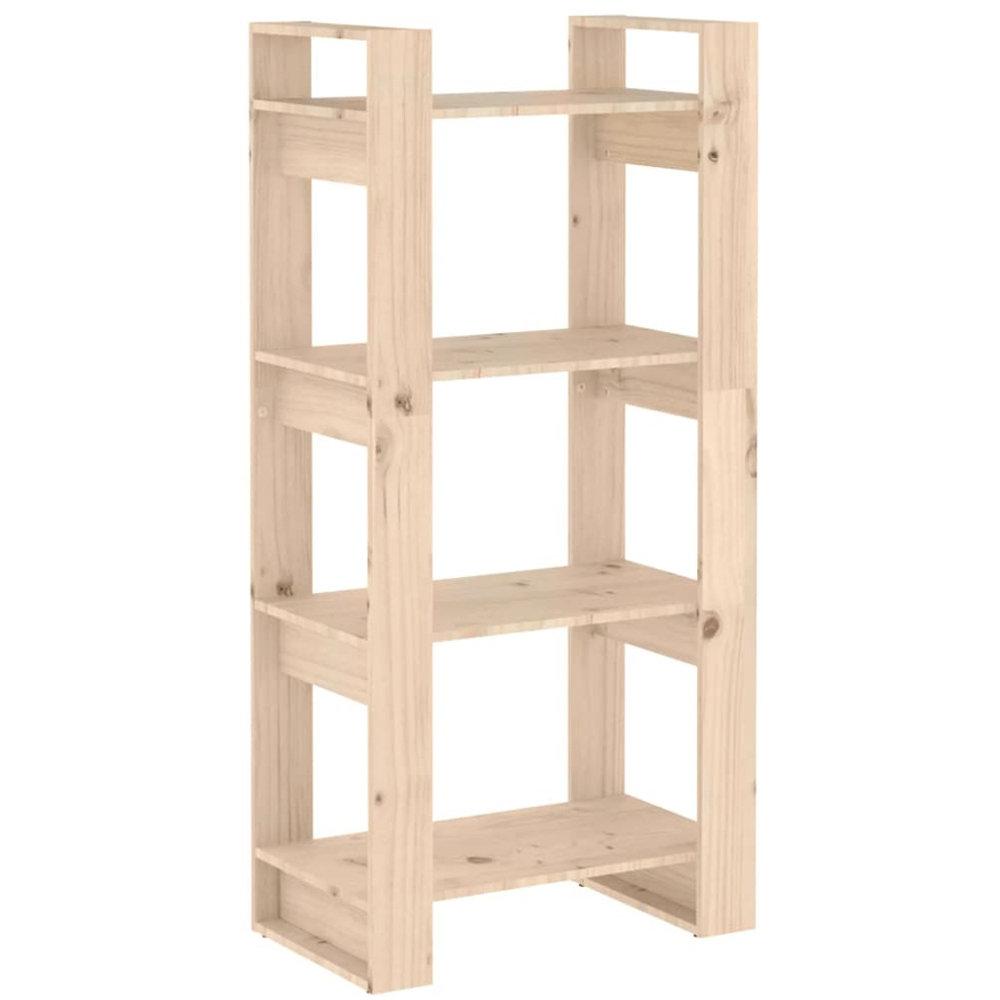 vidaXL 4 Shelf Natural Solid Pine Wood Bookcase Image 2