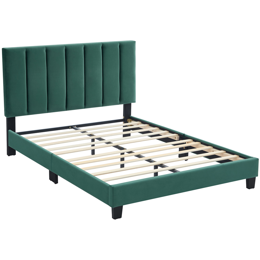 Furniture One King Size Green Upholstered Bed Frame with Adjustable Headboard Image 2