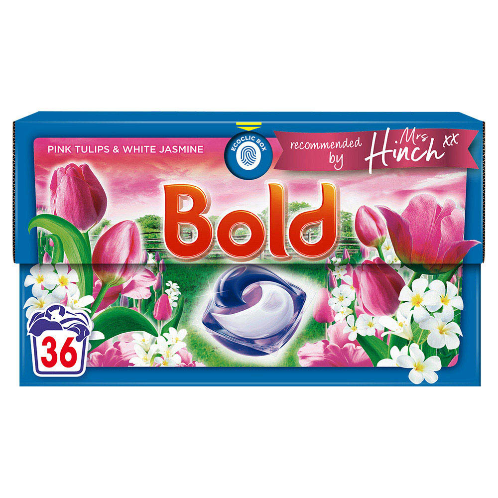 Bold All-in-1 Pods Mrs Hinch Pink Tulips and White Jasmine Washing Liquid Capsules 36 Washes Image