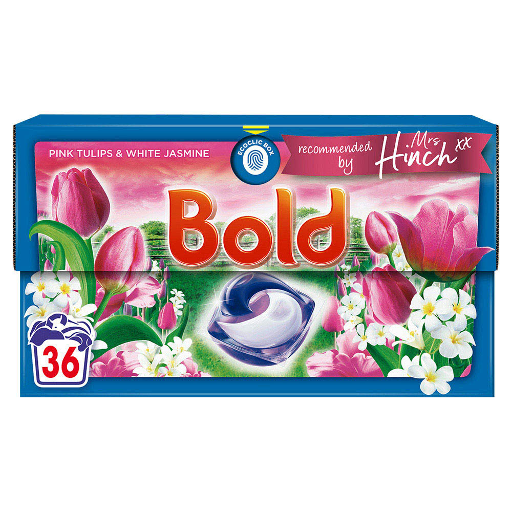 Bold Allin1 Pods Mrs Hinch Pink Tulips and White Jasmine Washing Liquid Capsules 36 Washes Wilko