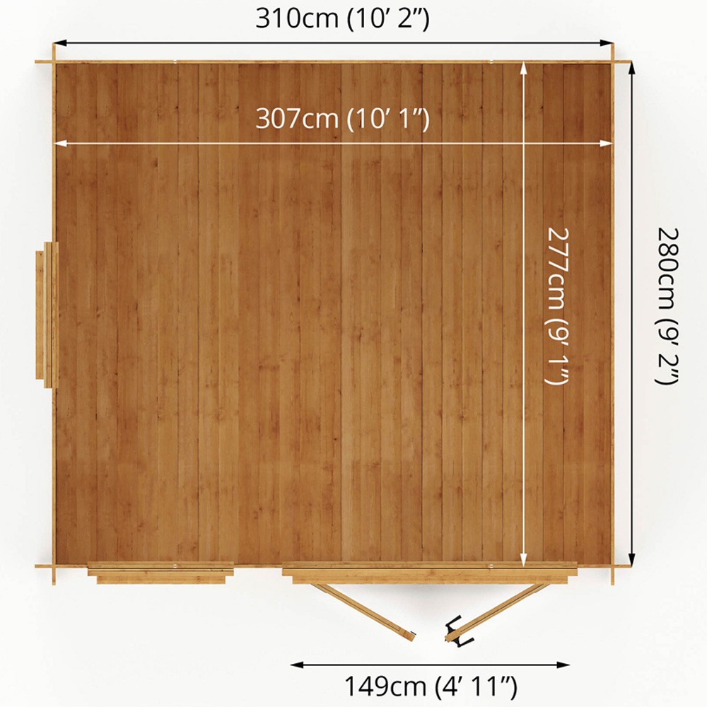 Mercia 10.8 x 9.8ft Double Door Wooden Apex Log Cabin Image 9