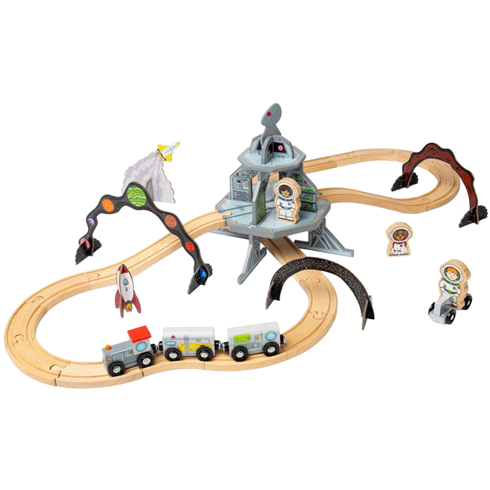 Bigjigs Rail Kids Space Train Railway Themed Playset 40 Piece Image 1