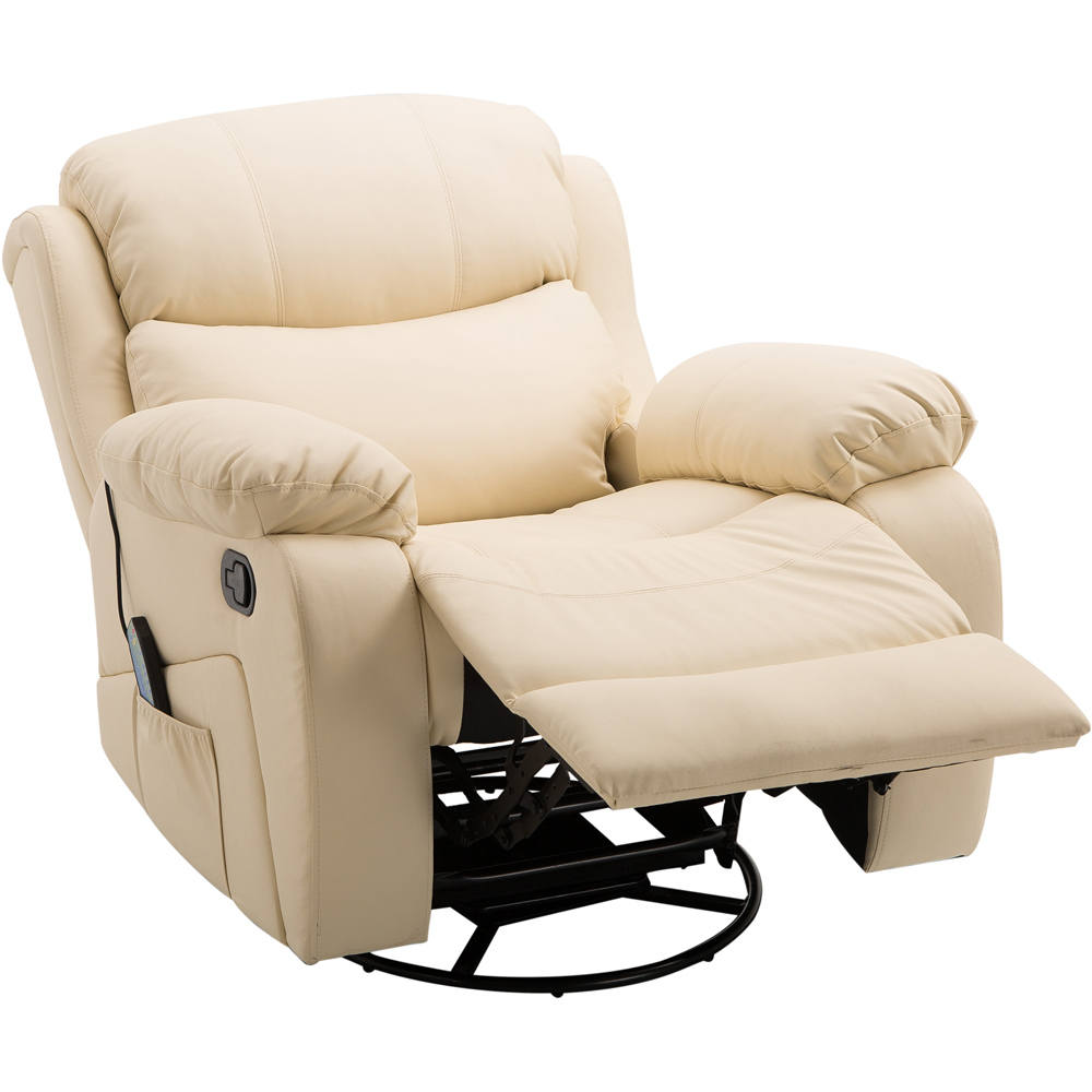 Portland Beige PU Leather Reclining Chair with 8 Massage Points and Heat Image 3