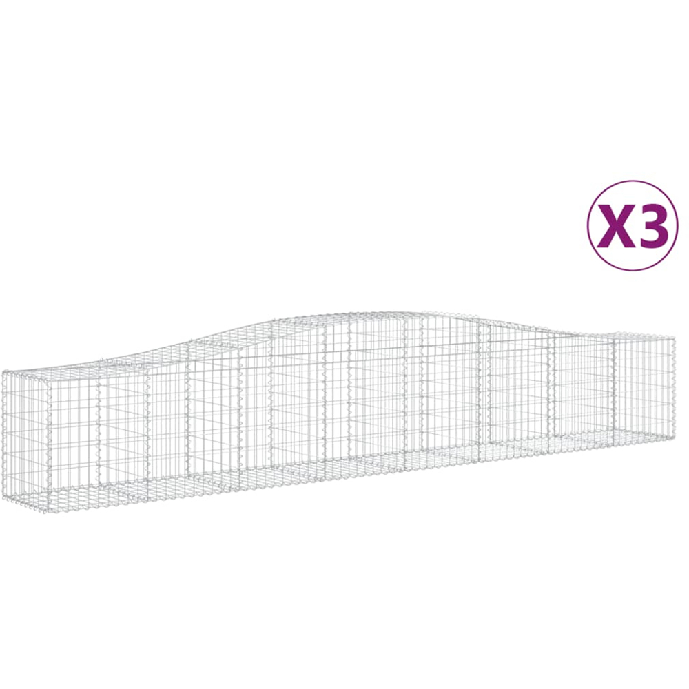 vidaXL Silver Galvanised Iron Arched Gabion Basket 400 x 50 x 60/80cm 3 Pack Image 2