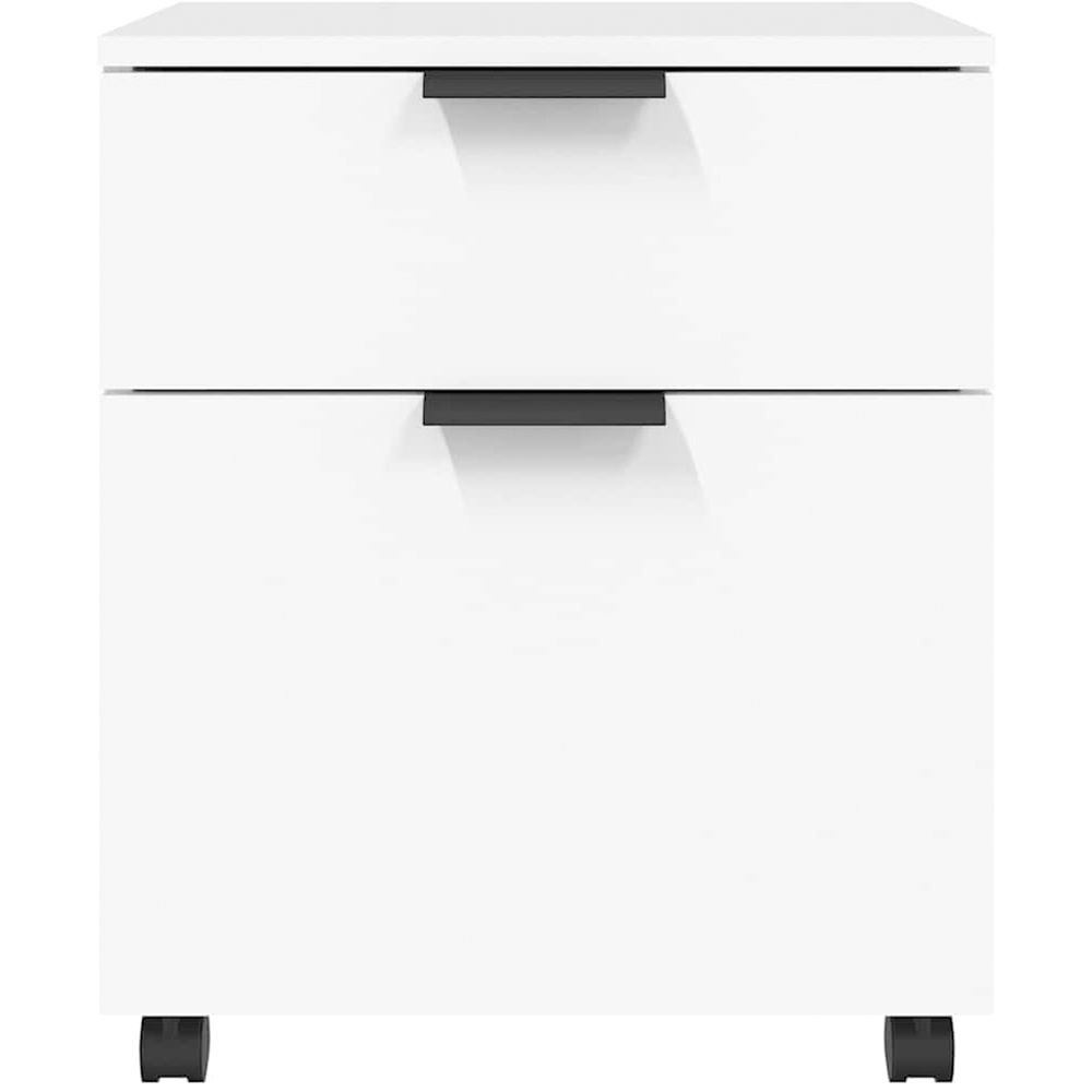 vidaXL Single Door Single Drawer White File Cabinet with Swivel Wheels Image 3