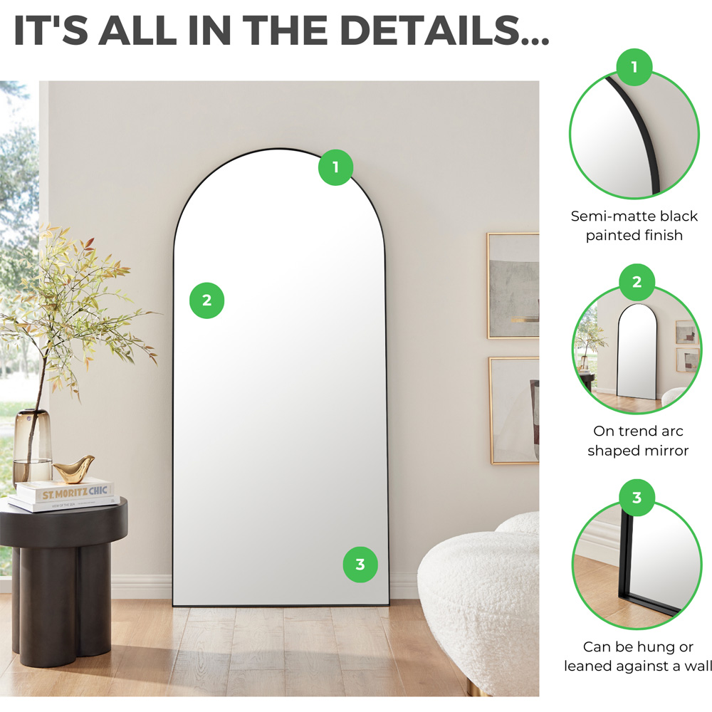 Furniturebox Odette Black Arch Full Length Wall Mirror 170 x 80cm Image 7