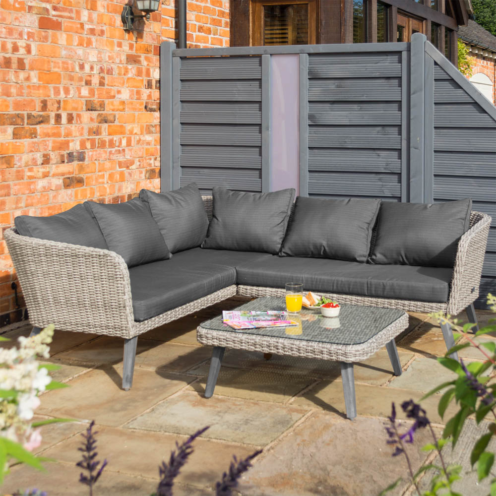 Rowlinson Hanoi 5 Seater Grey Corner Sofa Set Image 1