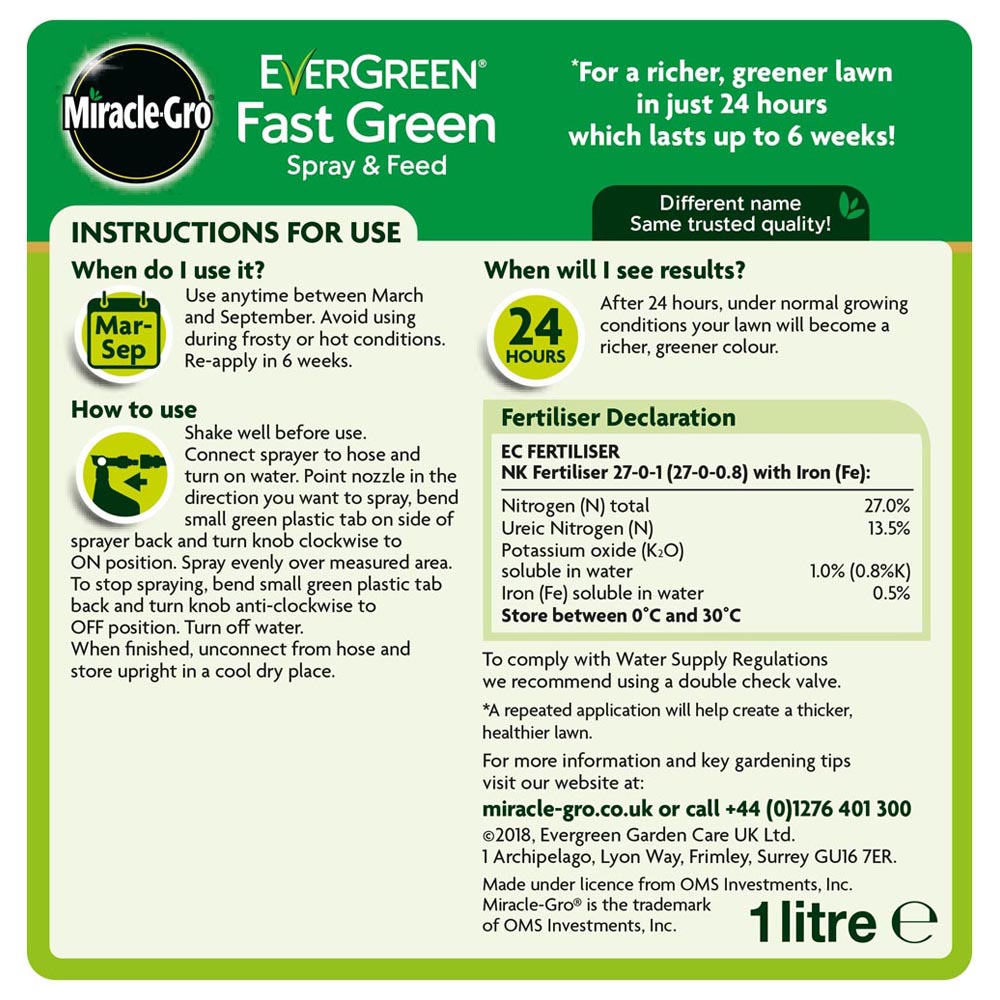 Miracle-Gro Spray and Lawn Feed 1L Image 2