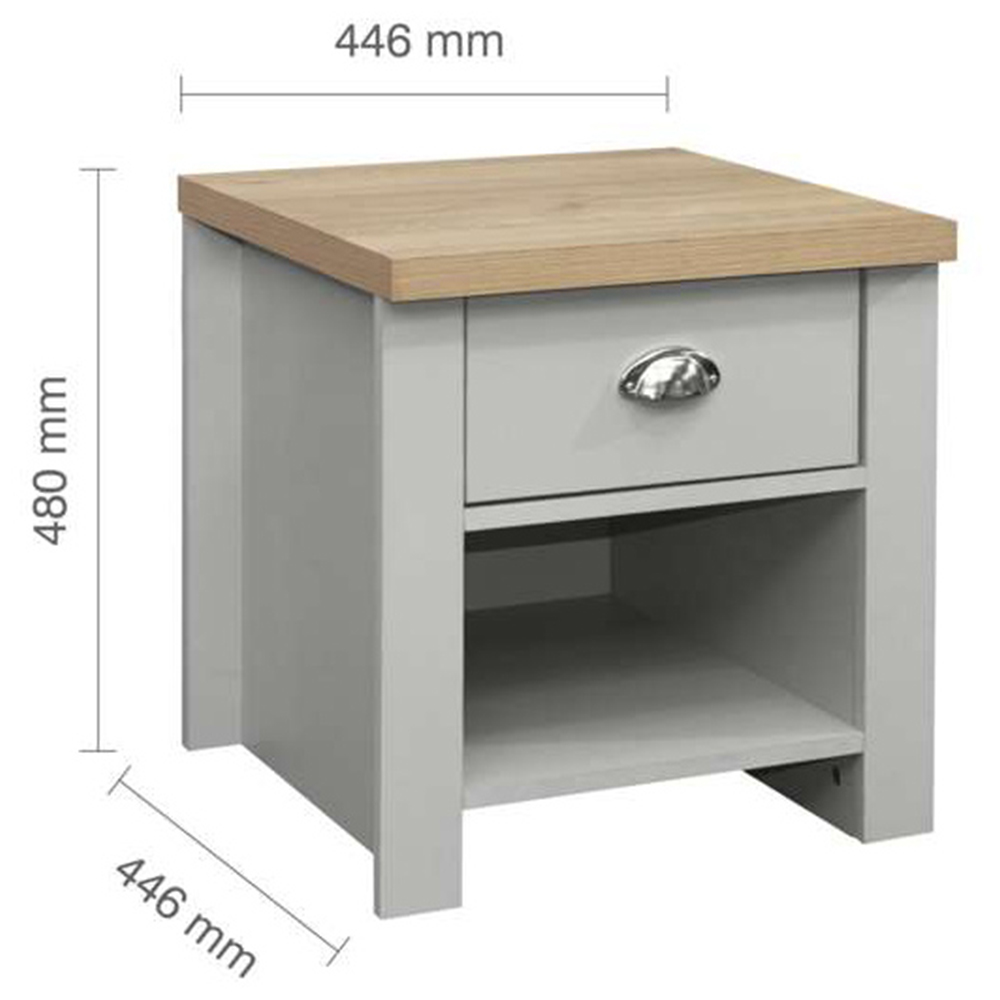 Highgate Single Drawer Grey and Oak Lamp Table Image 7