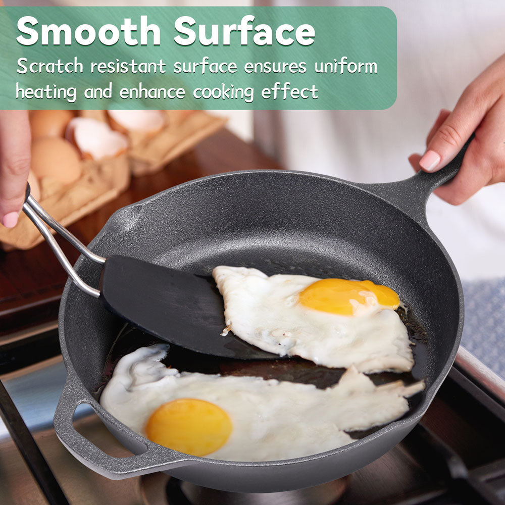 Living and Home Cast Iron Frying Pan with Handles Image 5