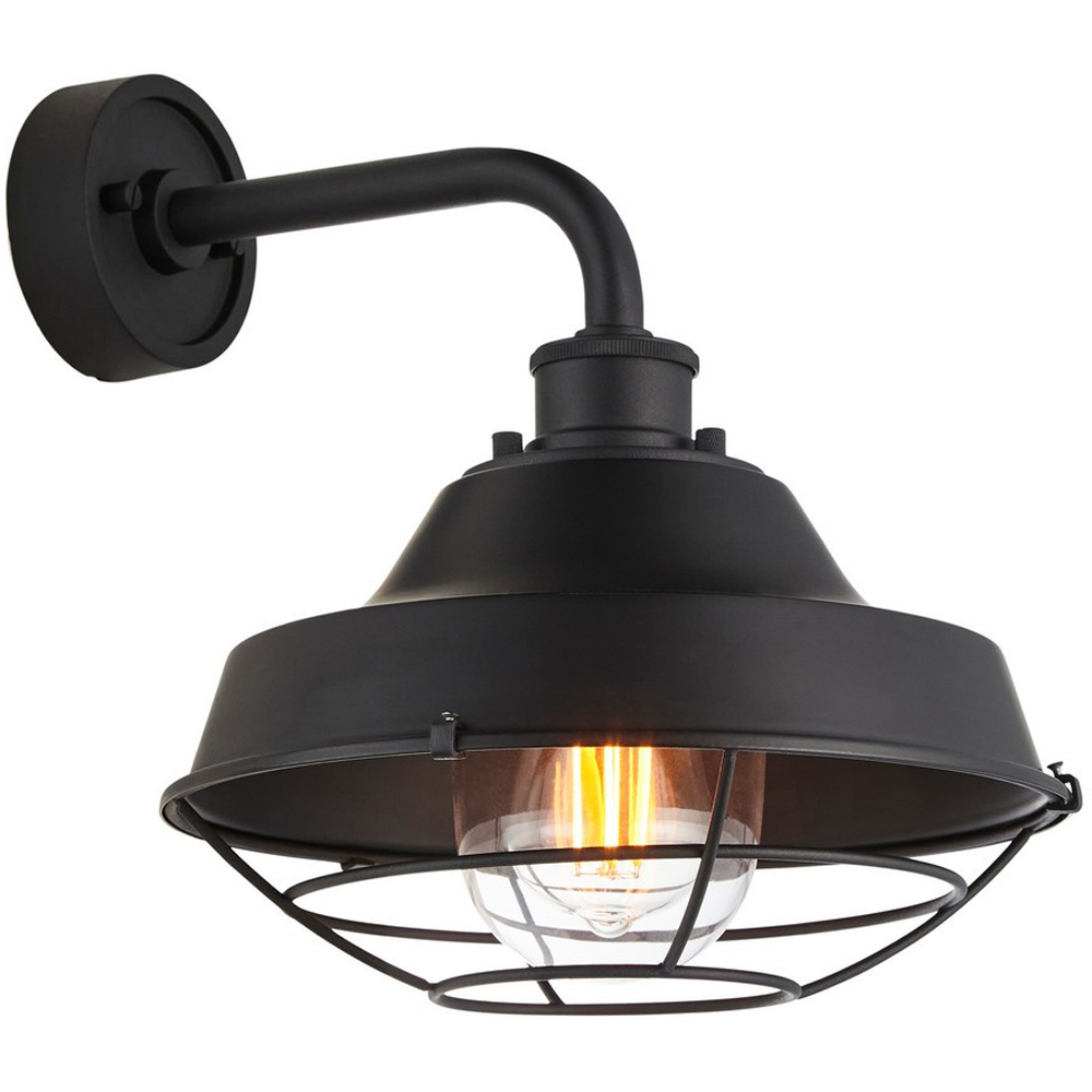 Merano Brindisi Matt Black Clear Glass Textured Outdoor Dome Wall Lamp Image 3