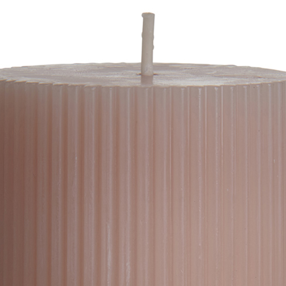 Wilko Pink Ribbed Candle Image 4