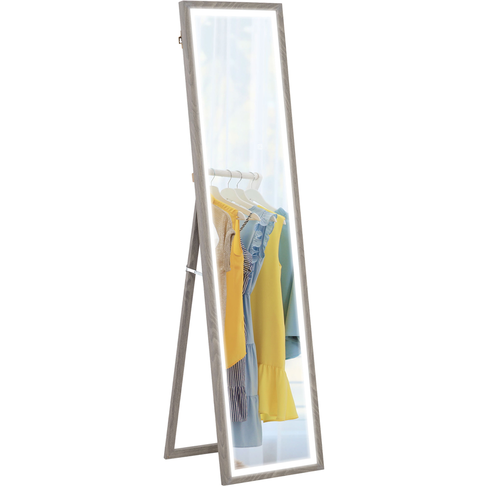 Portland Grey Wood Effect Frame Full Length Mirror with Dimming Lights 160 x 40cm Image 1