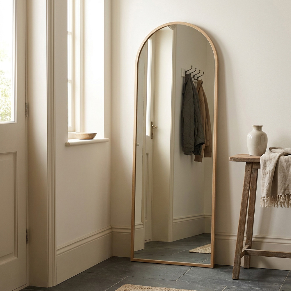 Oak Effect Arch Dress Mirror Image 6