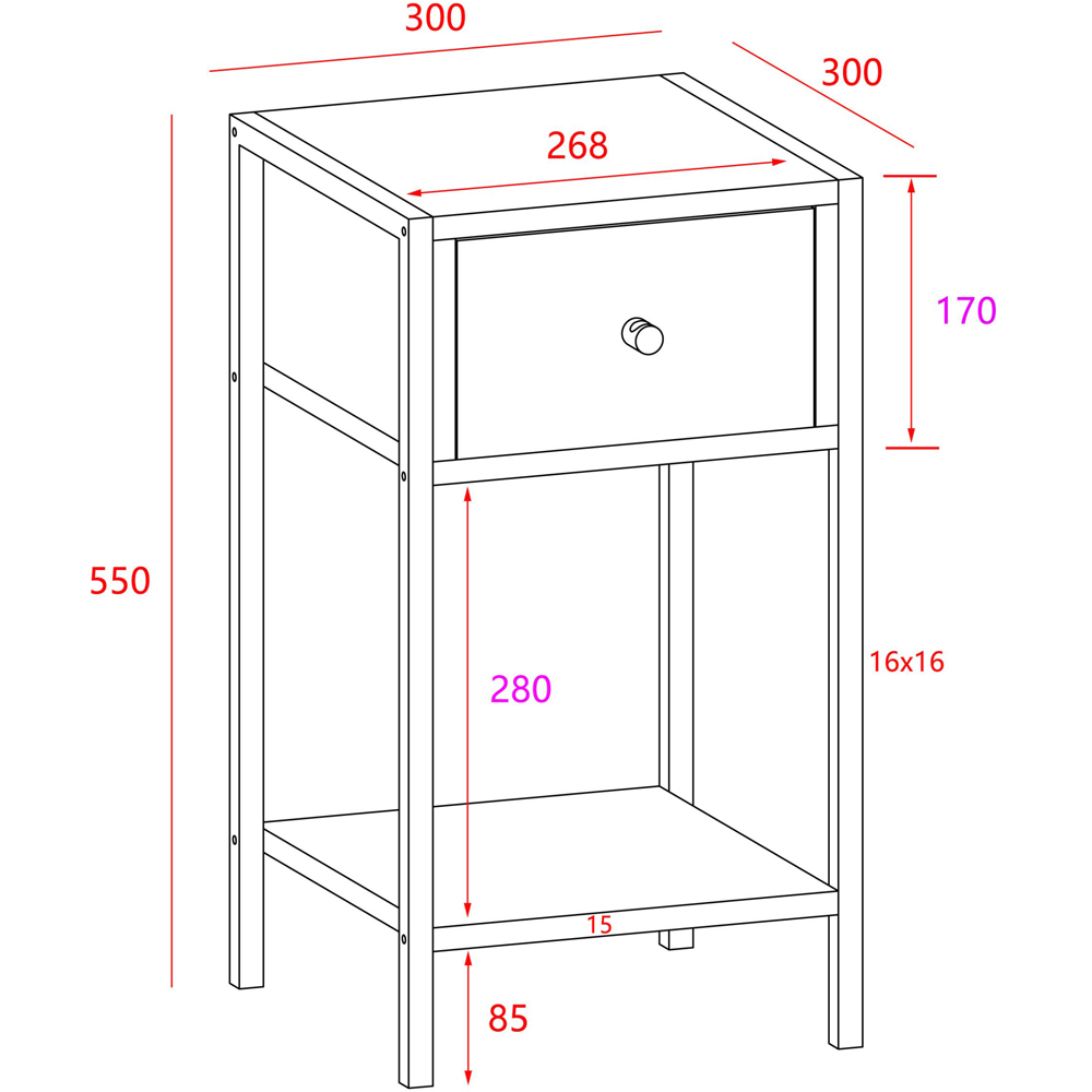 Core Products Kelly Single Drawer Single Shelf Grey Oak Effect Compact Bedside Cabinet Image 9