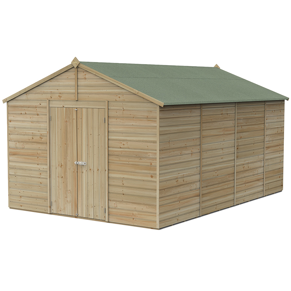 Forest Garden Beckwood 10 x 15ft Double Door Shiplap Apex Shed Image 1