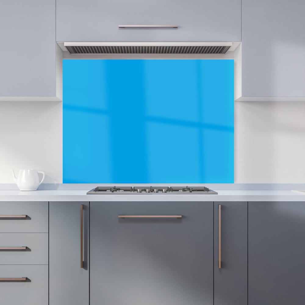 Warren Reed Designer Electric Blue Glass Kitchen Splashback 65 x 90cm Image 1