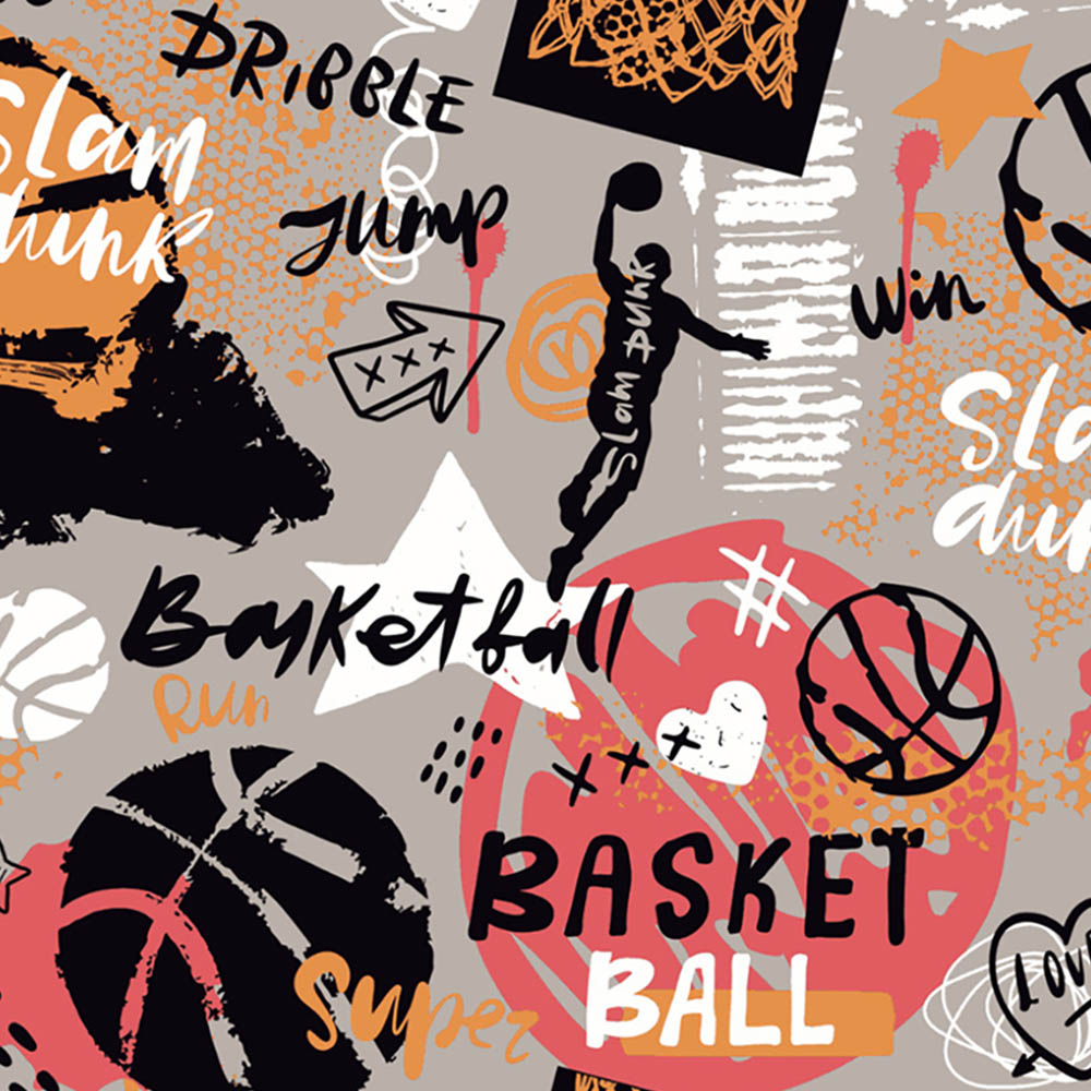Origin Murals Graffiti Basketball Orange Wall Mural Image 2