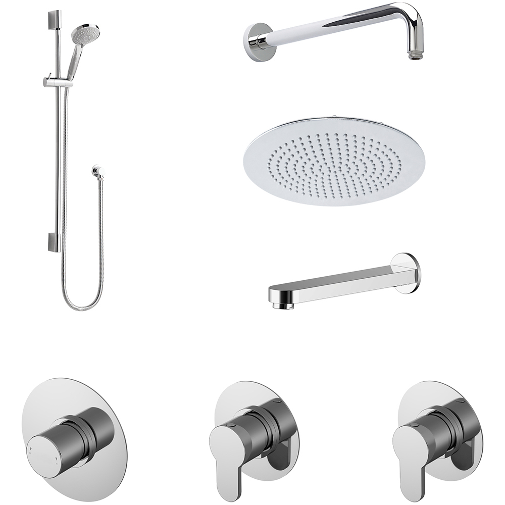 nuie Arvan Chrome 3 Outlet Bundle with Stop Tap and Diverter Image 1