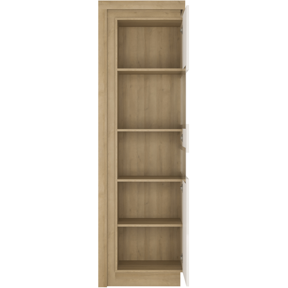 Florence Lyon Single Door Riviera Oak and White Display Cabinet with LED Lighting Image 4
