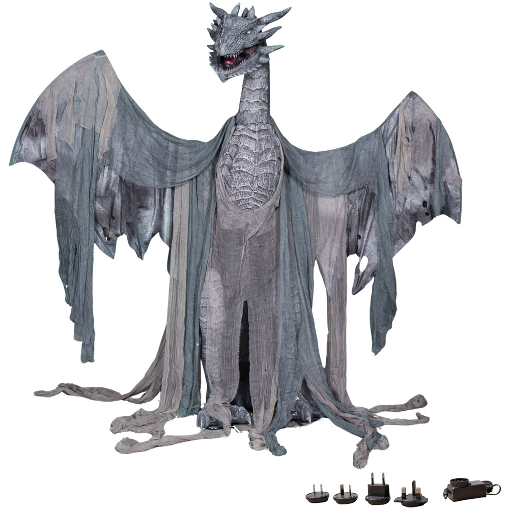 Samuel Alexander LED Motion Activated Winter Dragon Halloween Decoration with Smoke Machine 7ft Image 3