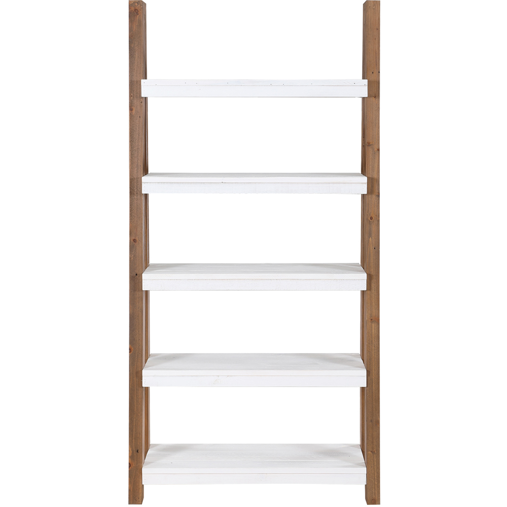 Baumhaus Trinity 5 Shelf White and Brown Large Open Bookcase Image 2