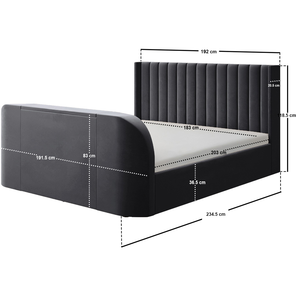 Flair Fallon Super King Size Grey Velvet TV Side Lift Ottoman Bed Image 7
