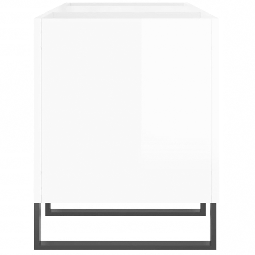 vidaXL 2 Shelf High Gloss White Record Cabinet Image 5