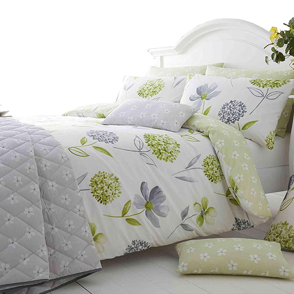 Bellissimo Home Caroline Single White and Green Duvet Set Image 3