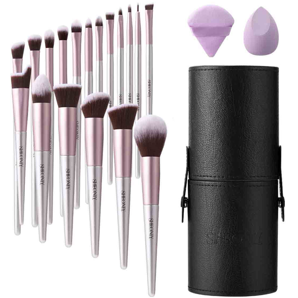 Living and Home Pro Silver Mist Makeup Brush Set 18 Piece Image 1