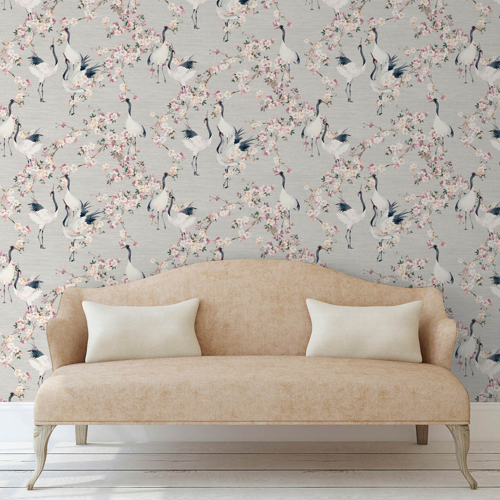 Arthouse Blossom Crane Pink and Natural Wallpaper Image 5