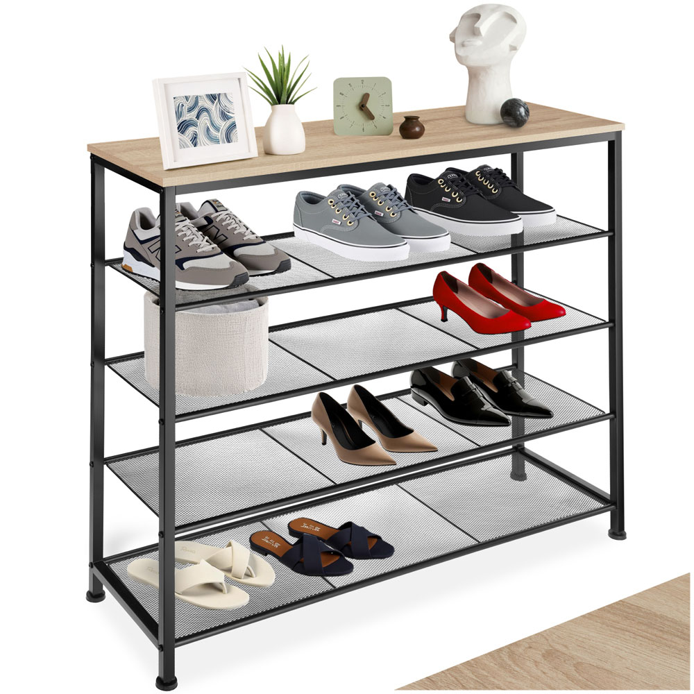 tectake Sheffield 4 Grid Shelf Oak Sonoma Shoe Rack Image 2