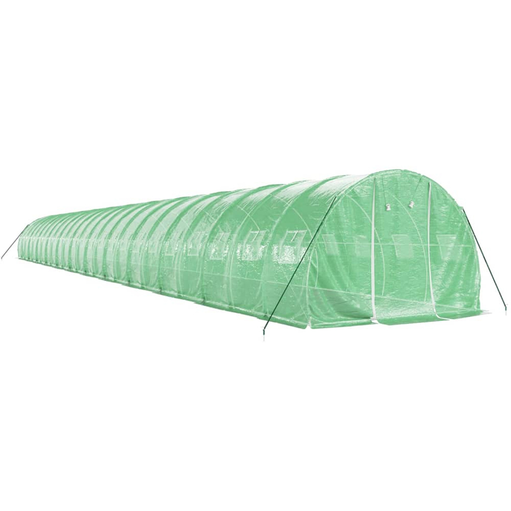vidaXL Green Polyethylene Galvanised Steel Frame 78.4 x 9.8ft Greenhouse Image 2