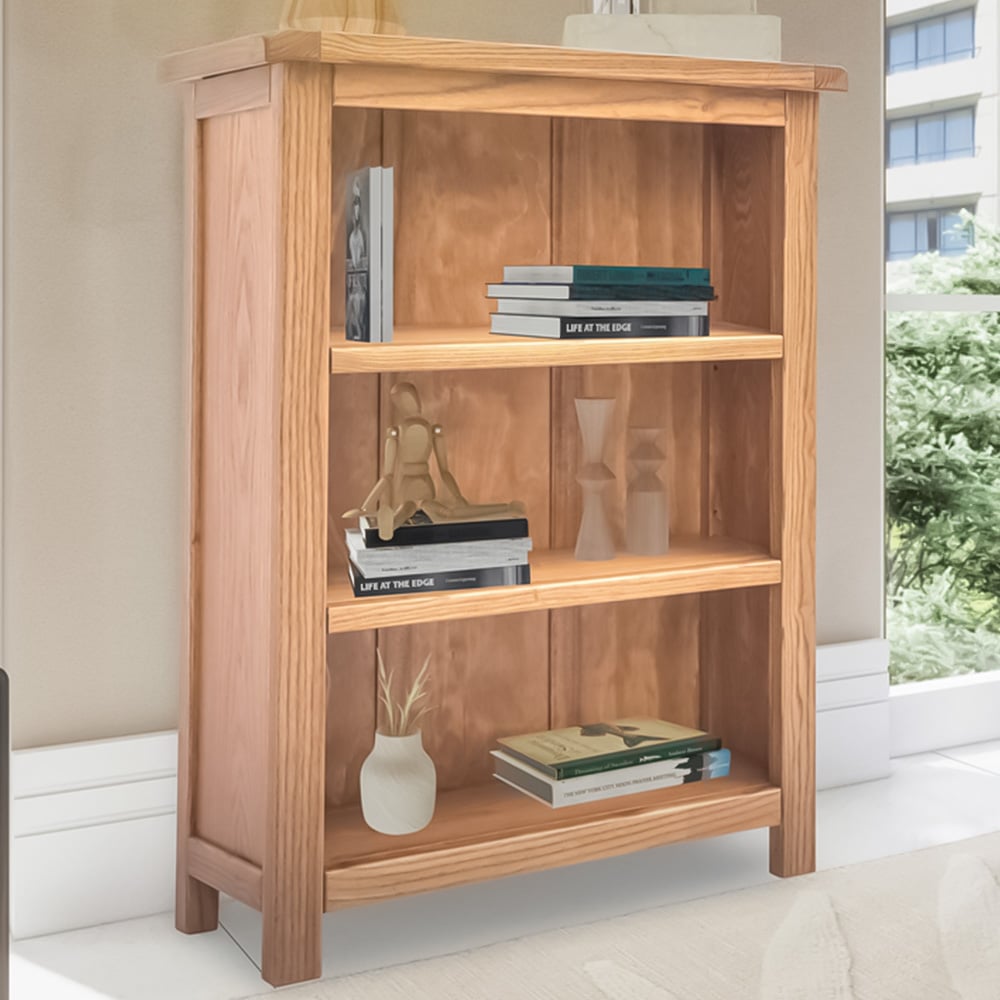 Trivento 3 Shelf Light Wood Lacquered Bookcase Image 1