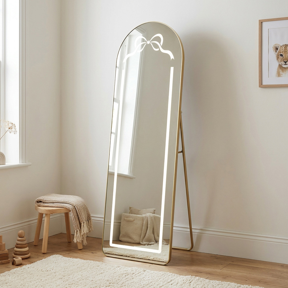 Standing LED Bow Mirror Gold Image 5